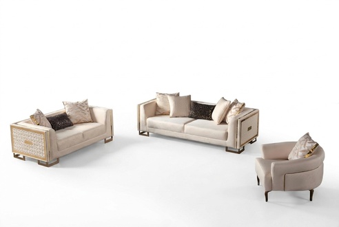 Sofa 3-seater living room couch lounge set complete sofa relaxation set 3-piece