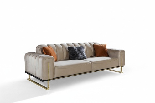 Sofa 3 Seater Modern Furniture Beige Color Living Room Luxury Couches 240cm