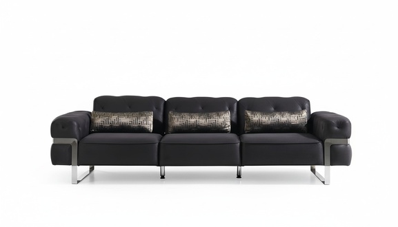 Sofa 3 Seater Three Seater Textile Luxury Furniture Design Couch Black