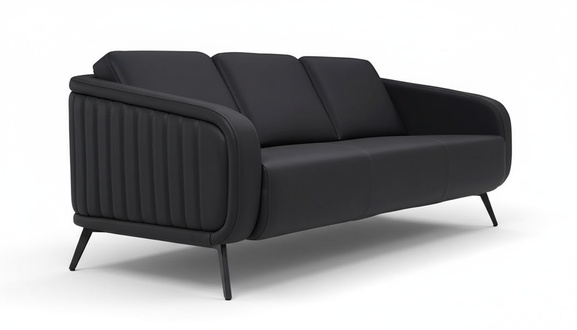Sofa 3-seater upholstered sofa black textile seating design couch sofas fabric modern