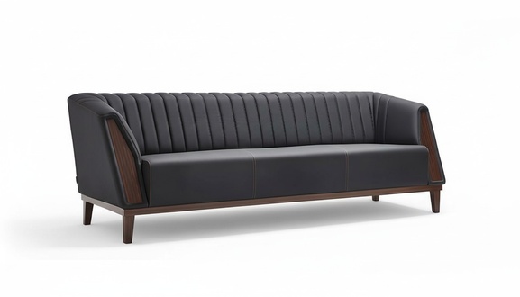 3-seater sofa upholstered leather design luxury textile couch black sofa