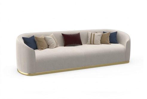 Sofa 3 seater upholstered couch modern style luxury textile white sofa