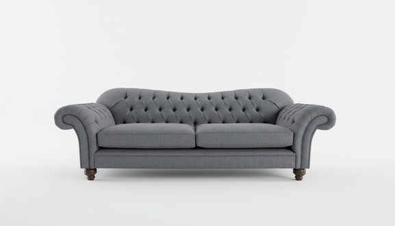 Chesterfield Sofa 4-Seater XXL Textile Grey Upholstered Comfortable Couch New