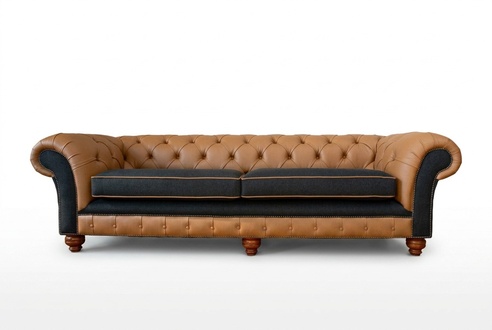 Sofa 4 seater upholstery couch big couches Chesterfield leather textile new