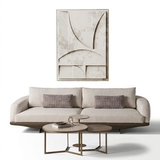 Beige Luxury Sofa 3-Seater Couch Upholstered Textile Couch Set Three-Seater Couches