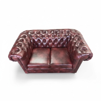 Sofa Chesterfield 2 Seater Leather Lounge Couches Sofas Brown Modern