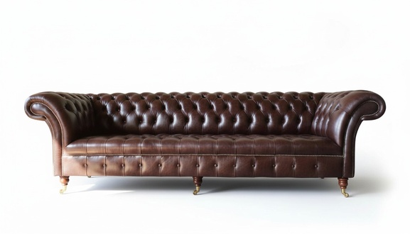 Sofa Chesterfield Couch Upholstery Seat Leather Couchen Brown Designer New