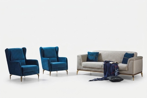 Sofa complete 3+1+1 seater living room textile upholstered furniture design furniture