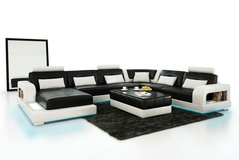 Sofa Corner Sofa Design Living Area with Shelf Upholstered Seating Set Leather Sofa USB