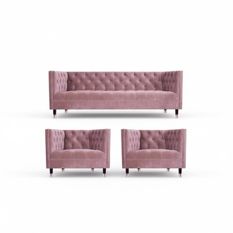 Sofa Couch Set 3-Piece Sofa Set Pink Design Furniture Living Room Chesterfield