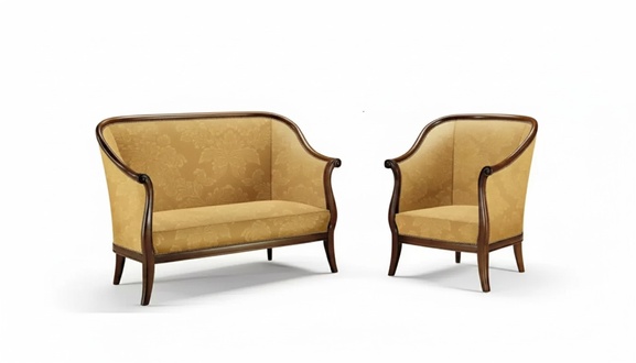 Sofa Couch Upholstery Classic 2 Seater Armchair Yellow Italian Style