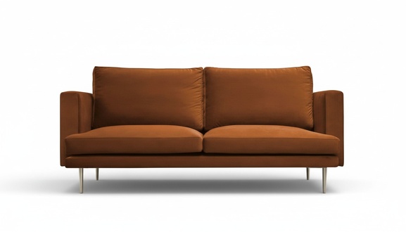 Creative Three-Seat Sofa Orange Fabric Living Room Design Couches Upholstered Sofas