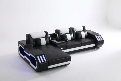 Sofa LED Illuminated Corner Sofa Living Room Leather Couch Seat Upholstery Living Landscape