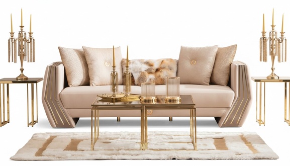 Luxury Sofa 3-Seater Couch Upholstered Wood Leather Living Room Three-Seater Sofas New