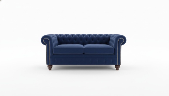 Sofa Luxury Leather Textile Chesterfield Couch Sofas Upholstery 3 Seater Set Blue