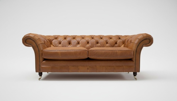 Sofa Luxury Leather Textile Chesterfield Couch Sofas Upholstery 3 Seater Set Brown