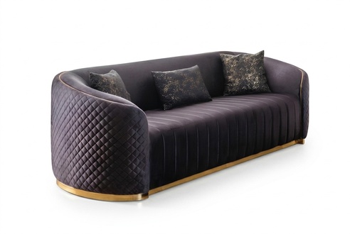 Sofa luxury living room modern three-seater furniture black 3 seater wood textile