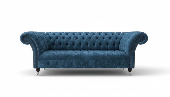 Sofa Luxury Textile Chesterfield Couch Sofas Upholstery 3 Seater Blue Design Comfortable