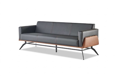 Sofa upholstery leather black brown 3-seater sofa modern leather sofa wood