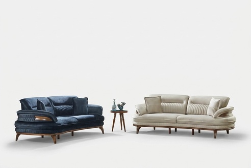 Sofa set 2x sofas three-seater couch living room design upholstered furniture