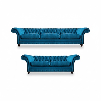 Sofa set 2x sofas upholstered furniture living room textile seat furniture Chesterfield