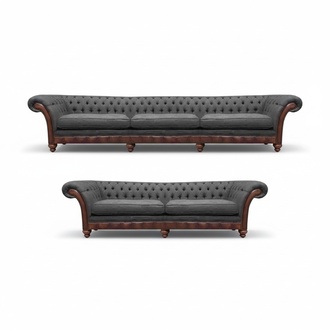 Sofa set 2 pieces upholstered furniture living room 2x sofas Chesterfield furnishings