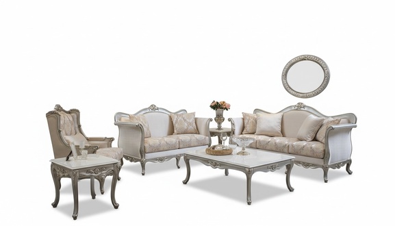 Sofa Set 3+1+1Seater Coffee Table Side Table Set Armchair Set 5pcs