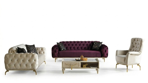 Sofa set 3+3+1 seater Chesterfield Modern style set 3pcs.