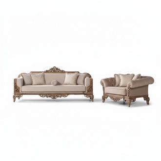 Sofa Set 3+3 Seater Chesterfield Sofa Armchair Luxury Set Fabric 2pcs.