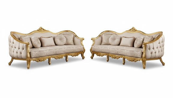 Sofa Set 3+3 Seater Sofa Sofas Armchair Seat Set Fabric Living Room Baroque