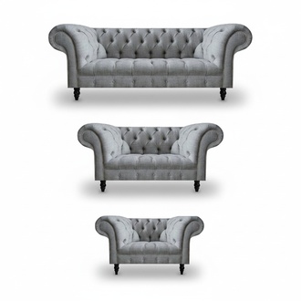 3-piece Sofa Set Gray Sofas 3+2+1 Set Luxurious Chesterfield Furniture
