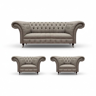 3-piece Chesterfield sofa set living room sofas complete textile upholstered furniture