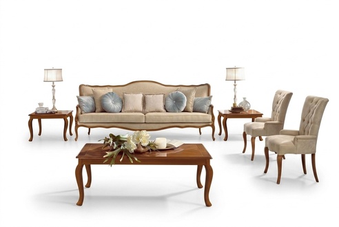 sofa set 6 pieces Classic furniture sofa armchair side table coffee table solid wood