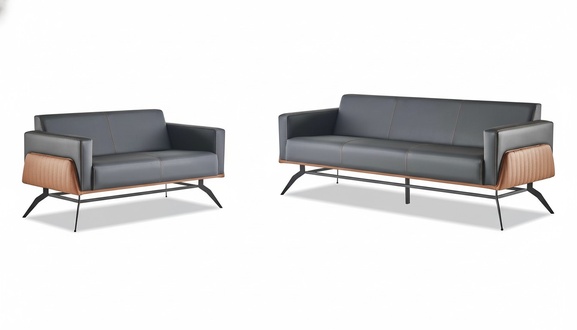 Sofa Set Black Brown Leather Sofas Seating Furniture 3-Seater 2-Seater Couches