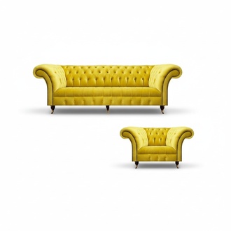 Sofa set Chesterfield textile sofa sofa couch upholstery fabric furniture armchair new