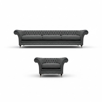 Complete sofa set 2-piece sofa three-seater luxury armchair Chesterfield