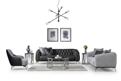 Sofa set Complete sofa set Sofa 431 Seat fabric 3pcs Black