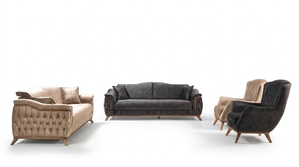 Sofa set Complete set Sofa armchair Sofas 4-piece set 3+3+1+1 seating textile