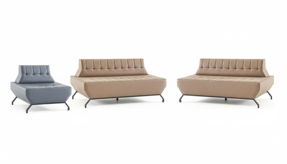 Deco Sofa Set Leather Sofas Beige 2-Seater Gray Armchair Sofa Set