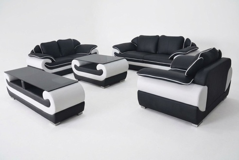 Leather sofa set design sofa upholstery complete set 4 pieces 3+2+1 with USB.