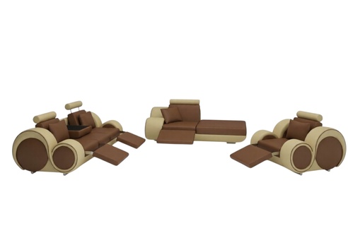 Leather & textile fabric sofa set + USB, sofa set 3+chaise+1 living area