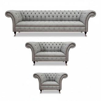 Sofa Set New Gray Complete Chesterfield Living Room Design Modern Textile