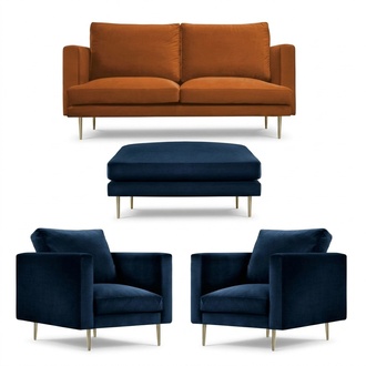 Sofa Set Orange Stool Armchair Creative Furniture Textile Fabric Living Room Group