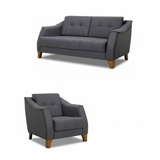 Sofa set Sofa 2 + 1 seat living room leather upholstered furniture modern style gray