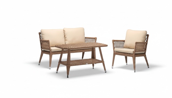 Sofa set sofa 2-seater luxurious rattan modern armchair coffee table brown