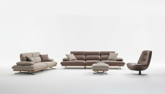 Sofa Set Sofa 4-3-1 seater Armchair Luxury Faux Leather Brown