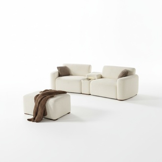 Sofa Set Sofa 4 Seater Ottoman White Upholstered Sofa Living Room