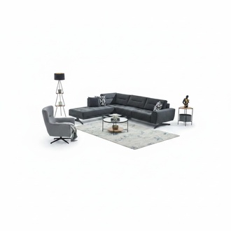 Sofa set corner sofa L-shape armchair upholstered sofa gray fabric couch