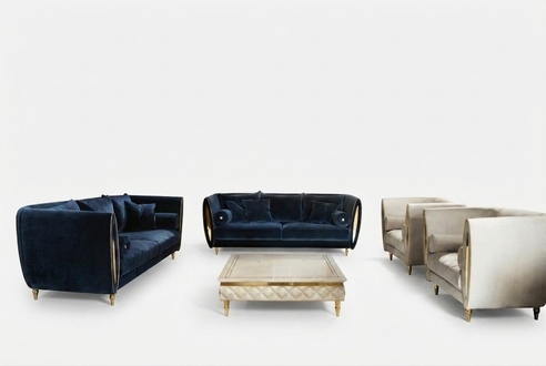 Living room set of 3+2+1 seater sofas/couches & armchair in art nouveau italian furniture arredoclassic™