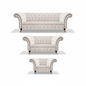 Sofa set 3-piece upholstered furniture living room decor Chesterfield